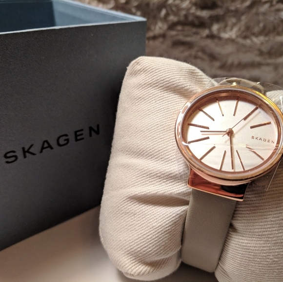 NWT Skagen Watch Rose Gold/Beige - Picture 2 of 8